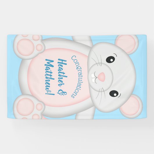 Mouse Baby Shower Blue Banner (Horizontal)