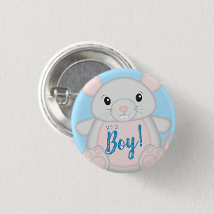 Mouse Baby Shower Blue Button