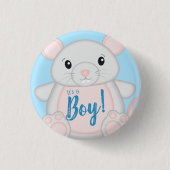 Mouse Baby Shower Blue Button (Vorderseite)