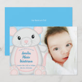 Mouse Baby Shower Blue Einladung (Vorne/Hinten)