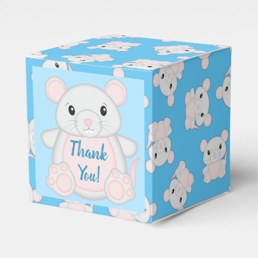 Mouse Baby Shower Blue Geschenkschachtel (Vorderseite)