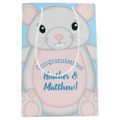 Mouse Baby Shower Blue Mittlere Geschenktüte (Vorderseite)