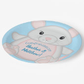 Mouse Baby Shower Blue Pappteller (Schrägansicht)
