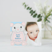 Mouse Baby Shower Blue Postkarte (Stehend Vorderseite)