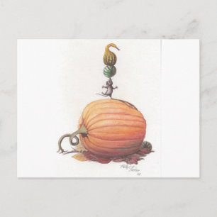 Mouse Balancing Pumpkins Postkarte