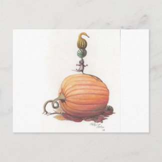 Mouse Balancing Pumpkins Postkarte