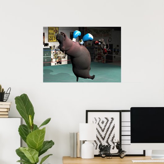 Mouse Beats Hippo KO Poster (Heimbüro)