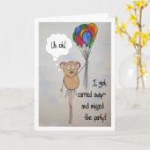 Mouse Belated Birthday Ballons Carried Away Karte (Gelbe Blume)