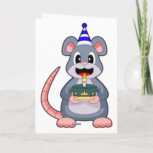 Mouse Birthday Candle Cake Karte (Rückseite)