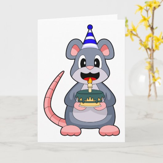 Mouse Birthday Candle Cake Karte (Gelbe Blume)