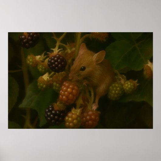Mouse & BlackBerry - Waldeland Wildlife Art Poster (Vorne)
