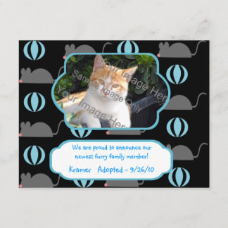 Mouse Boy Cat Adoption Foto Ankündigung Karten