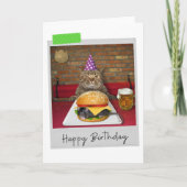 Mouse Burger Cat Funny Birthday Card Karte (Vorderseite)