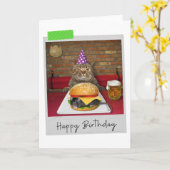 Mouse Burger Cat Funny Birthday Card Karte (Gelbe Blume)