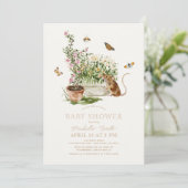 Mouse Butterfly Bee Garden Baby Dusche Einladung (Stehend Vorderseite)