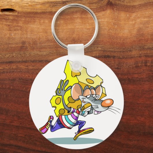 Mouse Carrying Cheese Keychain Schlüsselanhänger (Vorderseite)