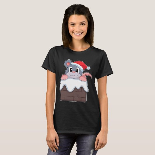 Mouse Christmas Stone Wand T-Shirt (Vorne ganz)