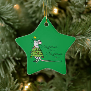 Mouse Christmas Tree Funny Kids Keramik Ornament