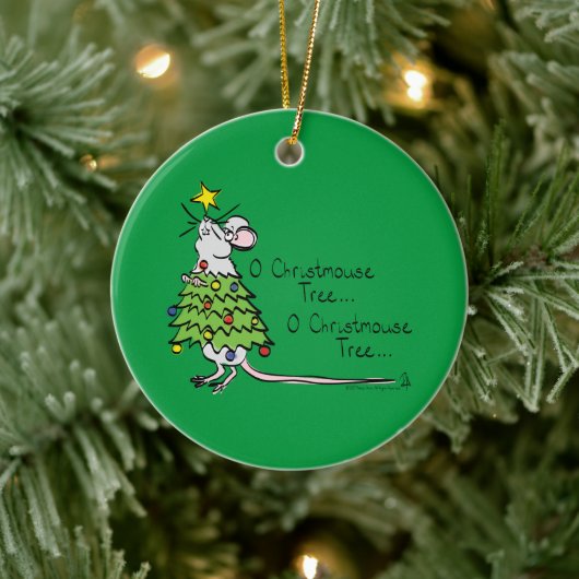 Mouse Christmas Tree Funny Kids Keramik Ornament (Baum)