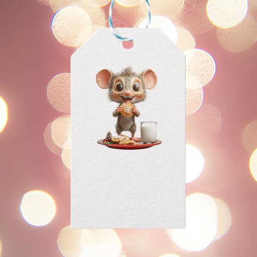 Mouse Christmas White Gift Tags Geschenkanhänger