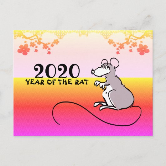 Mouse Comic Lunar Rat Neujahr 2020 GP Einladungspostkarte (Vorderseite)