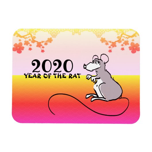 Mouse Comic Lunar Rat Neujahr 2020 Magnet (Horizontal)