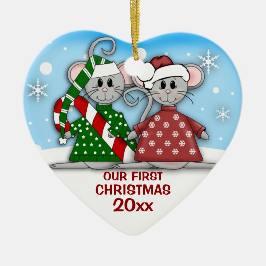 Mouse Couple First Christmas Ornament (Vorne)