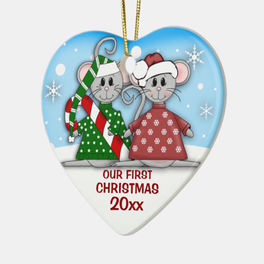 Mouse Couple First Christmas Ornament (Links)