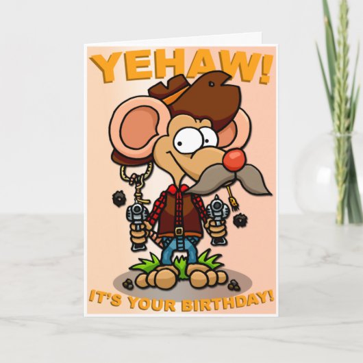 Mouse Cowboy Birthday Card Karte (Vorderseite)