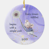 Mouse Dandelion Jeden Traum Einfach Inspiration Keramik Ornament (Hinten)