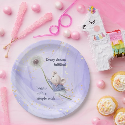 Mouse Dandelion Jeden Traum Einfache Wünsche Pappteller (Party)