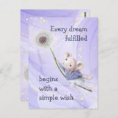 Mouse Dandelion Jeden Traum Einfache Wünsche Postkarte (Vorne/Hinten)