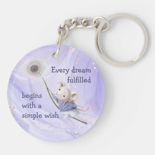 Mouse Dandelion Jeden Traum Schlüsselanhänger (Rückseite)
