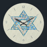 Mouse Drawn Gem Decorated Star Of David Große Wanduhr<br><div class="desc">Gems and sparklies filling in the shape of the Star of David make this a very special gift for yourself or friends and family this Hanukkah.</div>