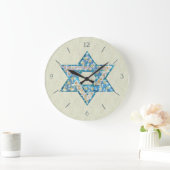 Mouse Drawn Gem Decorated Star Of David Große Wanduhr (Zuhause)