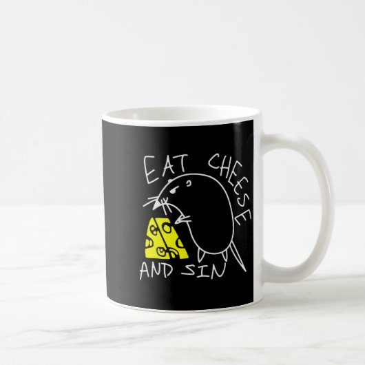 Mouse Eat Cheese And Sin Funny Cheese Lover  Kaffeetasse (Rechts)