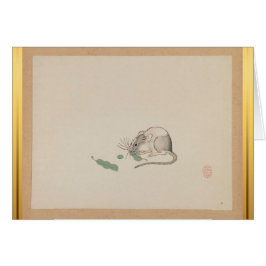 Mouse Eating Pees Chinesisch Rat Jahr Zodiac Card