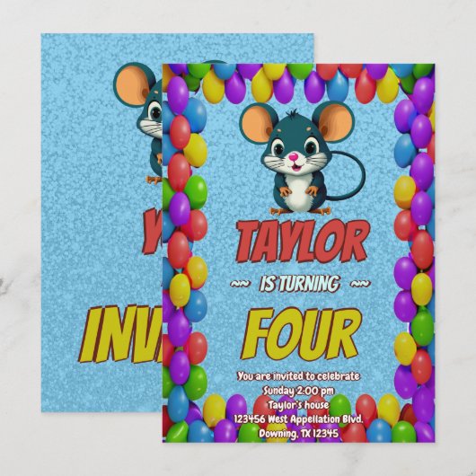 Mouse Einzigartiger Personalisierter Geburtstag Ei Einladung (Vorne/Hinten)