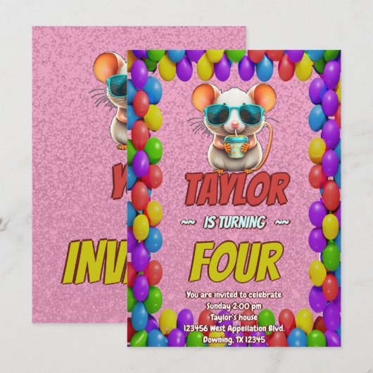 Mouse Einzigartiger Personalisierter Geburtstag Ei Einladung (Vorne/Hinten)