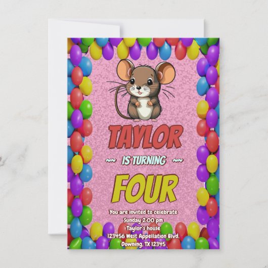 Mouse Einzigartiger Personalisierter Geburtstag Ei Einladung (Vorderseite)