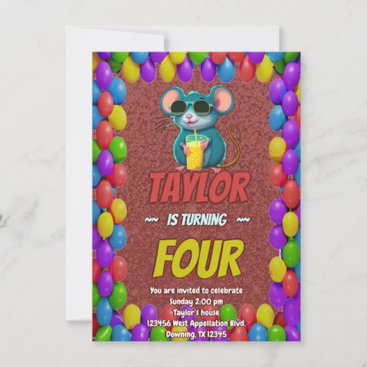 Mouse Einzigartiger Personalisierter Geburtstag Ei Einladung (Vorderseite)