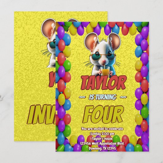 Mouse Einzigartiger Personalisierter Geburtstag Ei Einladung (Vorne/Hinten)