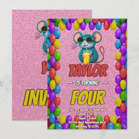 Mouse Einzigartiger Personalisierter Geburtstag Ei Einladung (Vorne/Hinten)