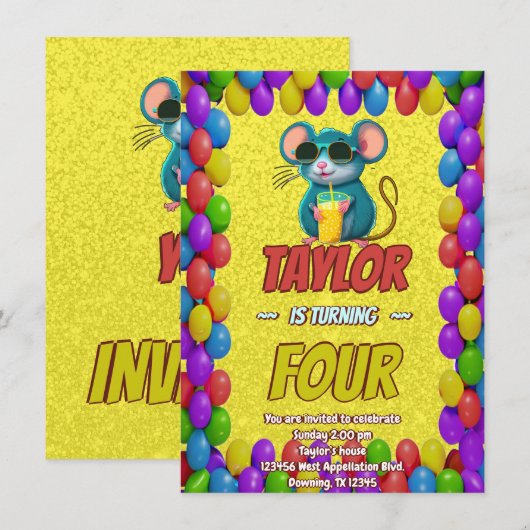 Mouse Einzigartiger Personalisierter Geburtstag Ei Einladung (Vorne/Hinten)