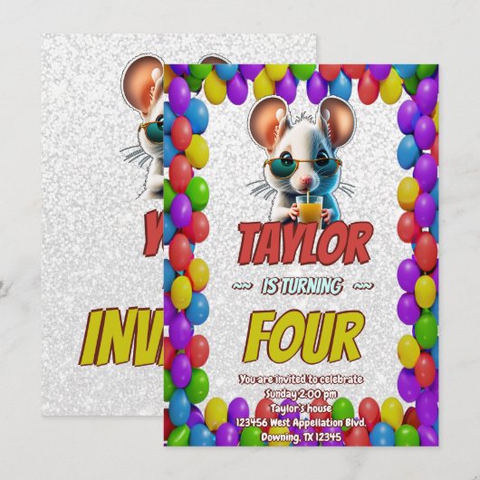 Mouse Einzigartiger Personalisierter Geburtstag Ei Einladung (Vorne/Hinten)