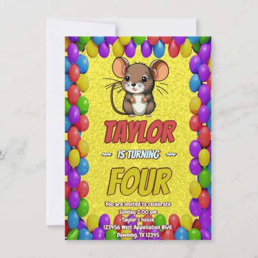 Mouse Einzigartiger Personalisierter Geburtstag Ei Einladung (Vorderseite)