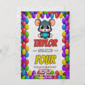 Mouse Einzigartiger Personalisierter Geburtstag Ei Einladung (Vorne/Hinten)