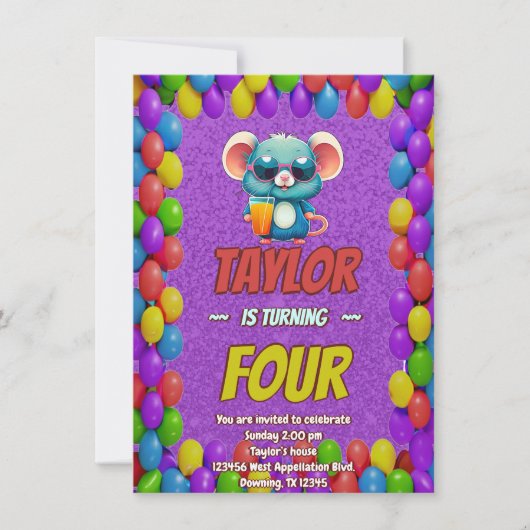 Mouse Einzigartiger Personalisierter Geburtstag Ei Einladung (Vorderseite)