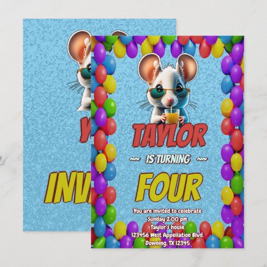 Mouse Einzigartiger Personalisierter Geburtstag Ei Einladung (Vorne/Hinten)