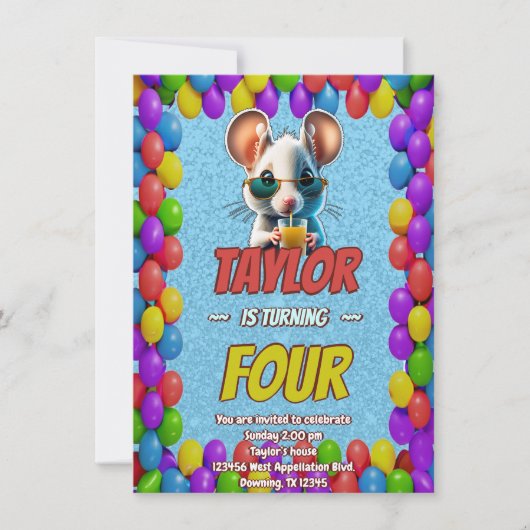 Mouse Einzigartiger Personalisierter Geburtstag Ei Einladung (Vorderseite)